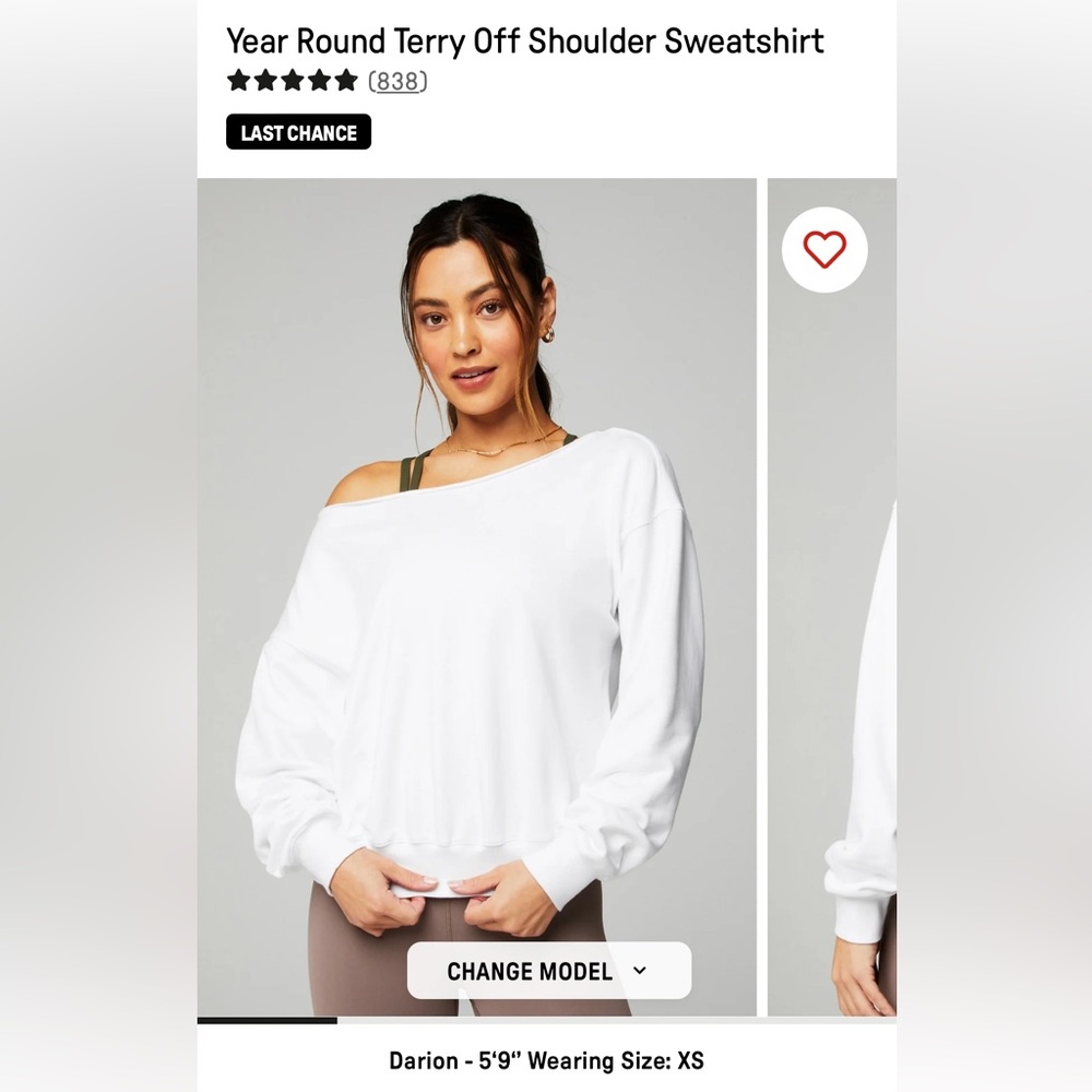 Fabletics off the shoulder sweatshirt